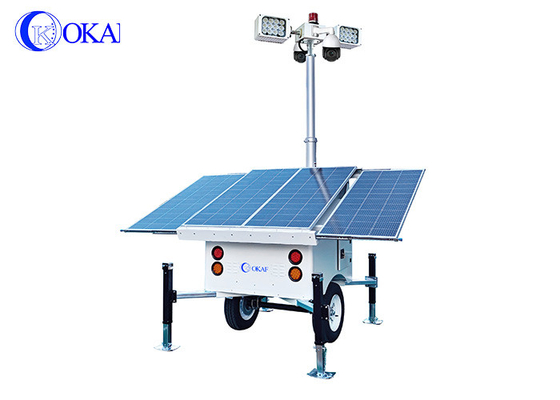 OKAF cantiere di sorveglianza torre di luce 4G 5G Mobile CCTV trailer torre di sicurezza solare fotocamera