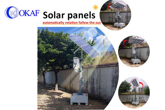 OkTower Torre di sorveglianza CCTV solare autoalimentata con supporto per albero telescopico a manovella da 4 m Video remoto Starlink 4G