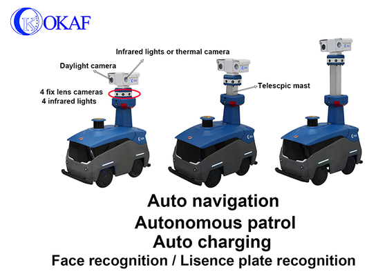 Pattuglia di sicurezza Automatic Recharging Intelligent Robot per grande area fabbrica guardia cancello scuola